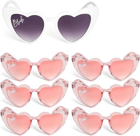 Effortless Events Bachelorette Sunglasses Bridesmaid Sunglasses Heart White And Pink Bride