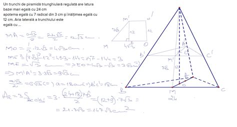Un Trunchi De Piramidă Triunghiulară Regulată Are Latura Bazei Mari