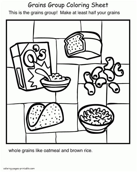 Healthy And Unhealthy Food Coloring Pages Grains Group Coloring