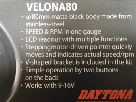 Velona Compteur De Vitesse RPM Noir 80MM 200 KM H CafeRacerWebshop