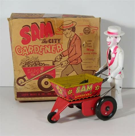 1940s Marx Sam The Gardener Tin Lithograph Wind Up Toy Tin Litho Wind