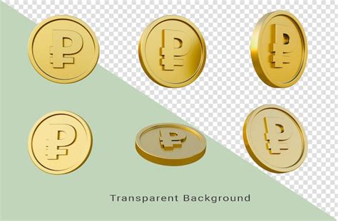 Premium Psd Set Of Gold Coins With Russian Ruble Currency Sign Or