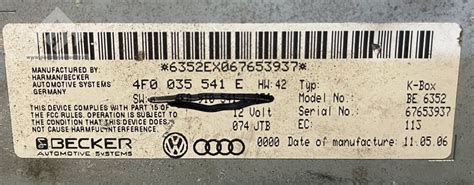 4F0035541E Přijímač ovl jednotka autoradia Audi A4 8K A5 B8 A6 4F