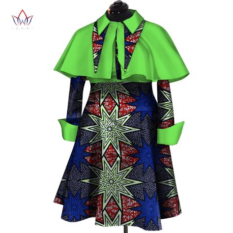 Autumn Winter African Wax Print Dresses For Women Bazin Riche Women Long Sleeve Cape Dress