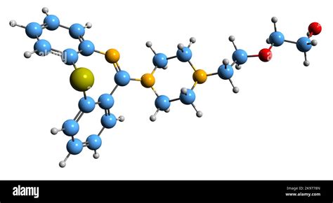 3d Image Of Quetiapine Skeletal Formula Molecular Chemical Structure