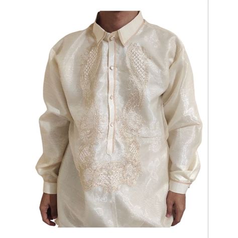 Modern Barong With Lining Curve Embroidery Design Pi A Organza