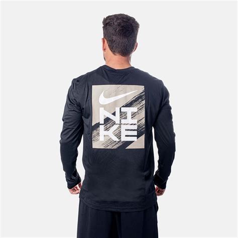 Sportime Camiseta Nike Dri Fit Manga Longa Preta