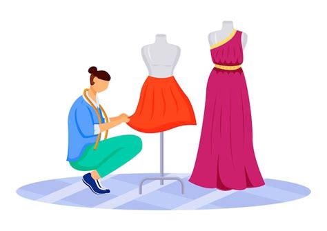 Diseñador De Moda Ilustración En Color Plano Taller Sastre Femenino