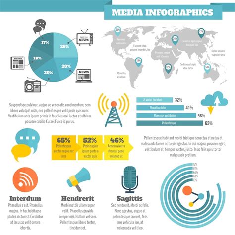 Free Vector | Broadcasting media social news infographics with flat ...