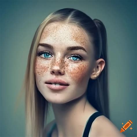 Portrait Of A Young Woman With Freckles And Blonde Hair On Craiyon