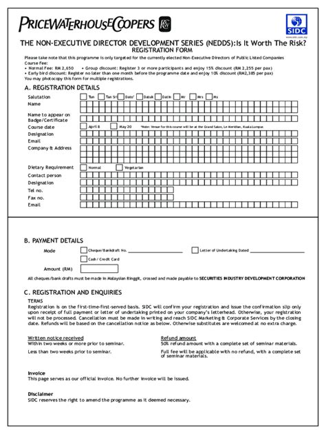 Fillable Online Pwc Sidc Risk Booklet Form Fax Email Print Pdffiller