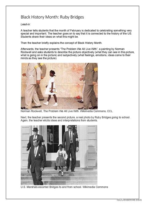 Black History Month Ruby Bridges An… English Esl Worksheets Pdf And Doc