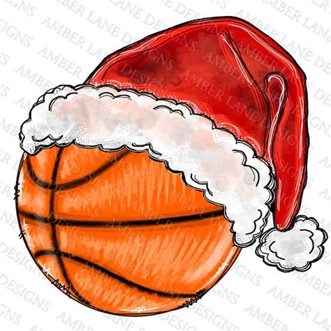 Basketball With Santa Hat Etsy