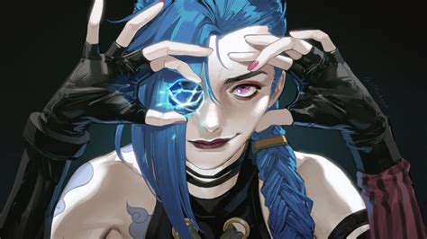 Pink Eyes Blue Hair Jinx Hd Arcane Wallpapers Hd Wallpapers Id 95109