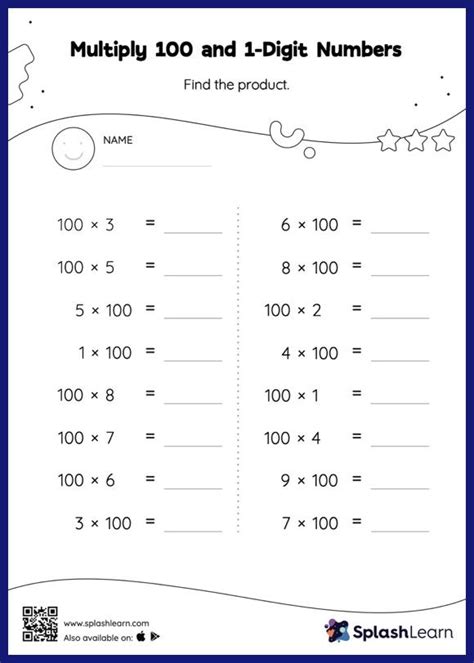 4th Grade Math Multiplication Worksheets Free And Printable Splashlearn