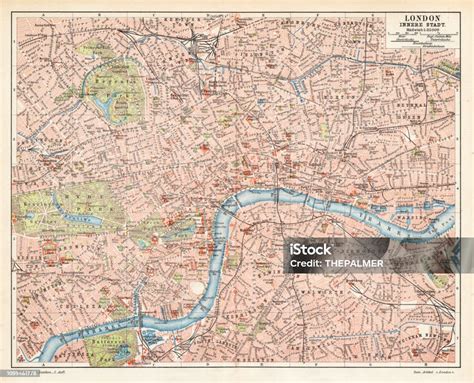 Plattegrond Van De Stad Londen 1895 Stockvectorkunst En Meer Beelden