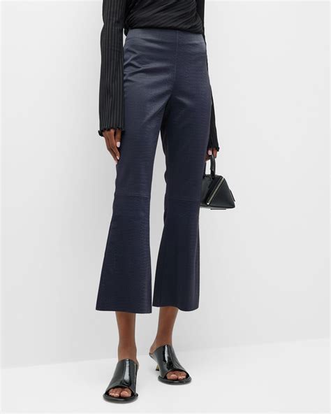 Rohe Vegan Leather Cropped Kick Flare Trousers Editorialist