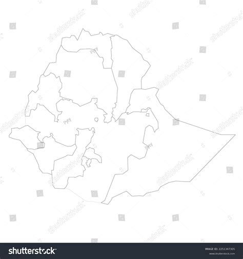 Ethiopia Political Map Administrative Divisions Stock Vector Royalty