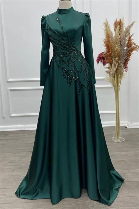 Crystal Hijab Evening Dress Emerald Hijab Evening Dress Evening