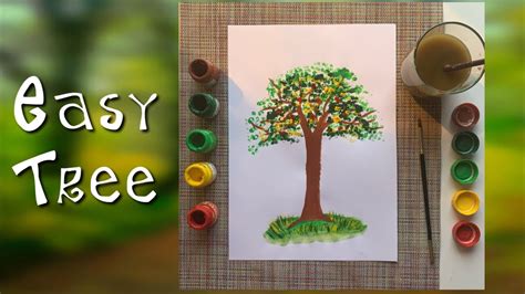 How To Paint Easy Tree Easy Tree For Kids Kids Painting Youtube