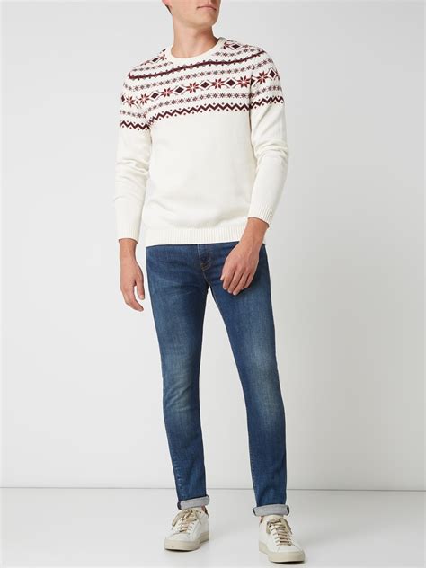 Selected Homme Pullover Mit Norweger Dessin Offwhite Online Kaufen