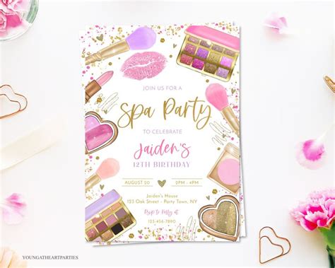 Spa Makeup Birthday Party Invitation Editable Glam Party Invitation