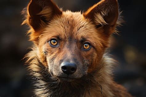 Premium AI Image | Wild Gaze Closeup Portrait of a Dhole Wild Dog