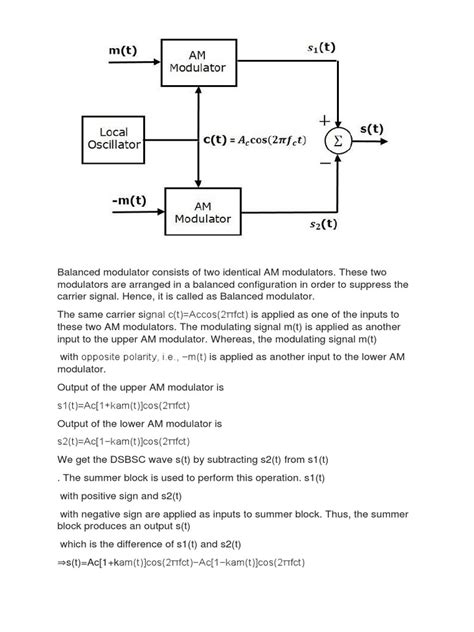 Balanced Modulator Consists Of Two Identical Am Modulators Pdf Filter Signal Processing