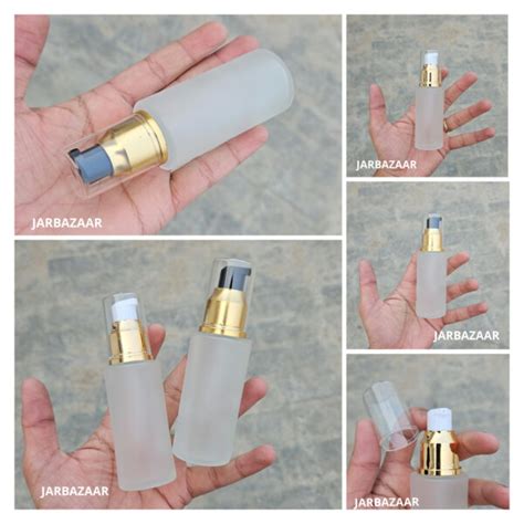 50 ML Clear Frosted Flat Shoulder With Golden Pumps JarBazaar