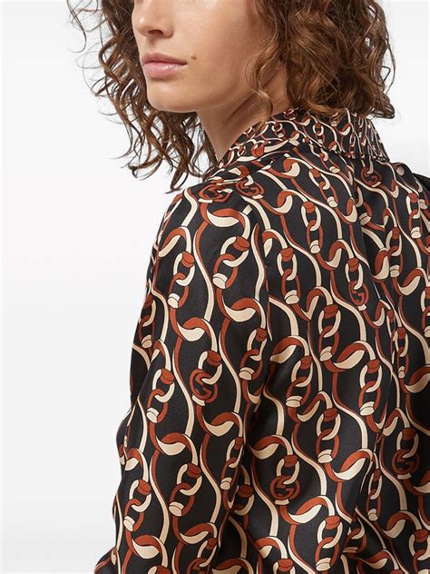 Gucci Interlocking G Chain Print Silk Shirt Farfetch