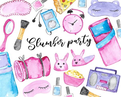 Slumber Party Clipart, Slumber Party, Birthday Clipart, Party Clipart ...