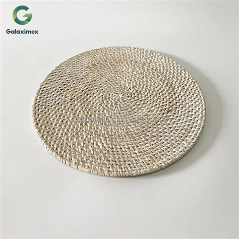 Black Color Round Woven Rattan Placemats Wicker Rattan Placemats