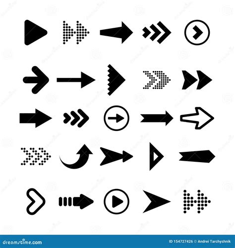 Setas Pretas Ajustadas No Fundo Branco Seta ícone Do Cursor Coleção