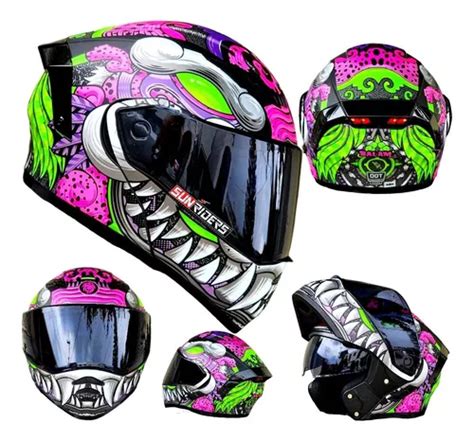 Casco Moto Kov Balam Colores Rosa Mujer Con Luz Abatible Dot Envío gratis