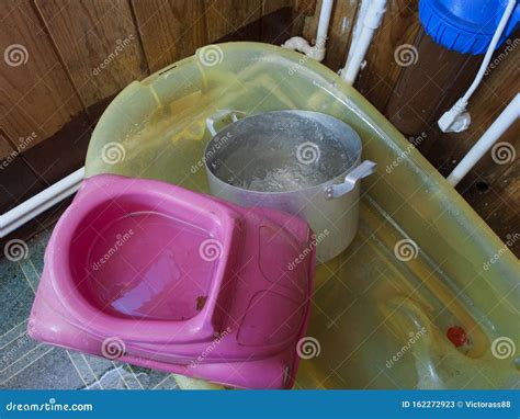 Flood in a bathroom stock image. Image of flood, prevent - 162272923