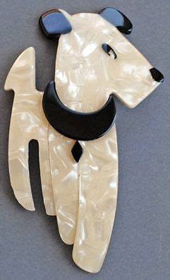 L A Stein Broche Chien Fox Terrier Clay Creations Art Deco