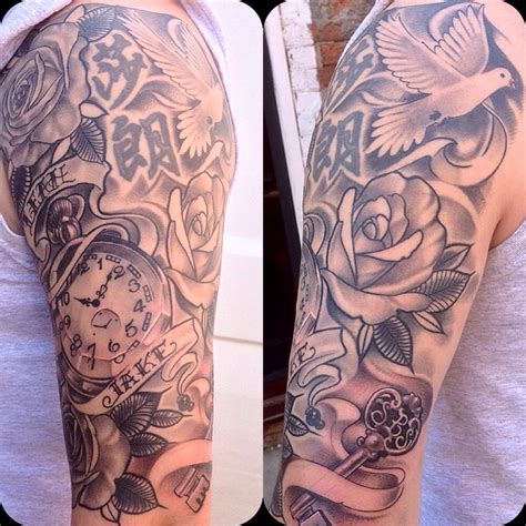 Half Sleeve Black And Grey Tattoos