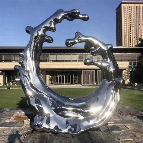 Large metal stainless steel wave art sculpture for sale hotel business area landscape sculpture ...