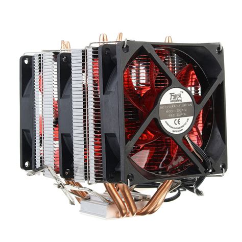 4 Tubulação de cobre Ventoinha LED vermelho Três Cooler Fan Aluminum