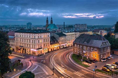 Opole, Poland. Aerial Cityscape at Dusk Stock Photo - Image of town ...