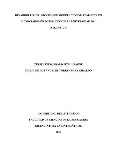 PDF DESARROLLO DEL PROCESO DE MODELACIÓN MATEMÁTICA EN LICENCIADOS EN