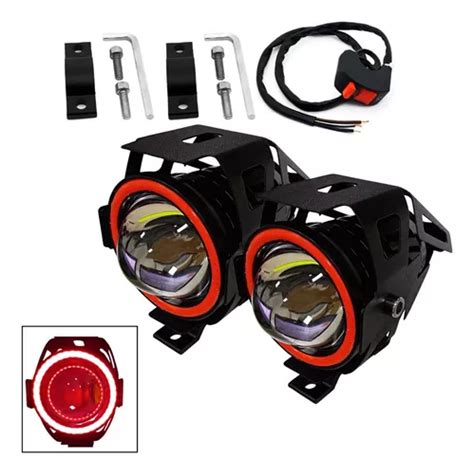 Par Farol Milha Moto Angel Eye U11 Led Auxiliar 30w Vermelho Frete grátis