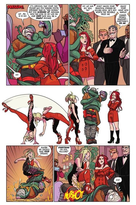 A Comic Strip With An Image Of Two Women In Red Dresses And One Man In