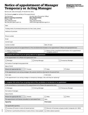 Fillable Online Wellington Govt Notice Of Appointment Of Manager Form