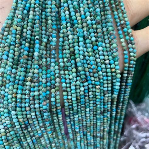 Tiny Faceted Turquoise Beads Mm Mm Mm Genuine Turquoise Etsy