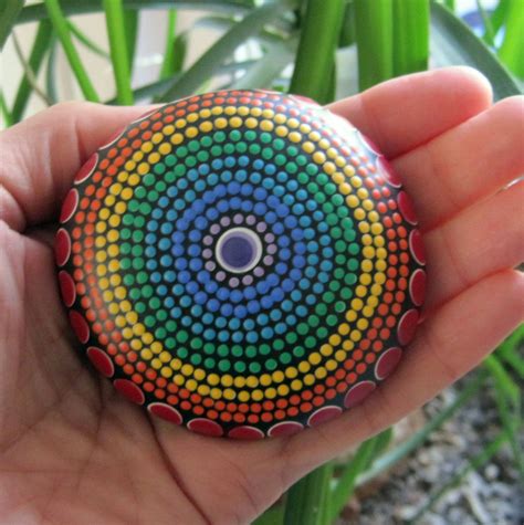 Acrylic Mandala Rock Stone Painting Mandala Stone Hand Painted Rock