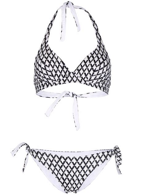 Buy Fisico Geoetric Print Bikini Set Grey At Off Editorialist