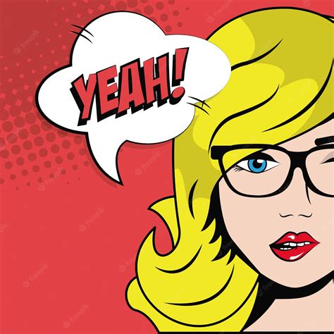 Premium Vector Blonde Girl Glasses Bubble Speech Pop Art Comic Style