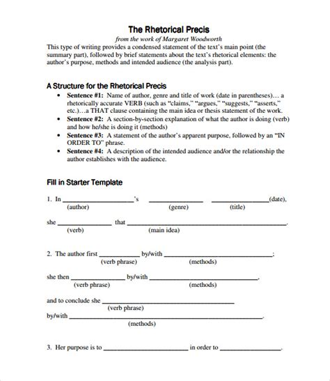 Rhetorical Precis Template 10 Download Documents In Pdf Sample Templates