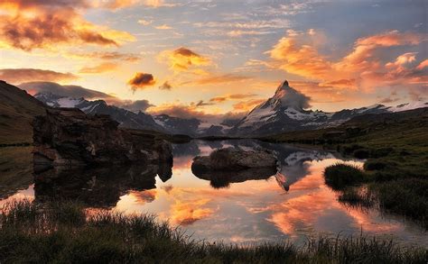 X Landscape Photography Nature Lake Sunset Mountains Sky